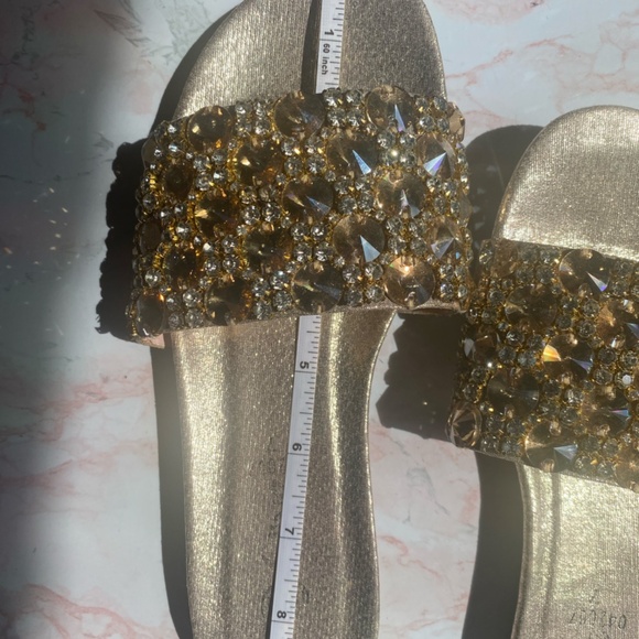 Gold Jeweled Slide Sandals, size 6-6.5 - Picture 9 of 9